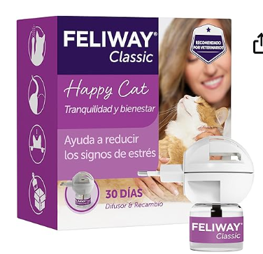 FELIWAY Classic – Difusor + Recambio de feromonas calmantes para gatos (30 días, 48 ​​ml) – Ayuda a reducir los signos más comunes de estrés. Recomendado por veterinarios. Tranquilidad y bienestar.